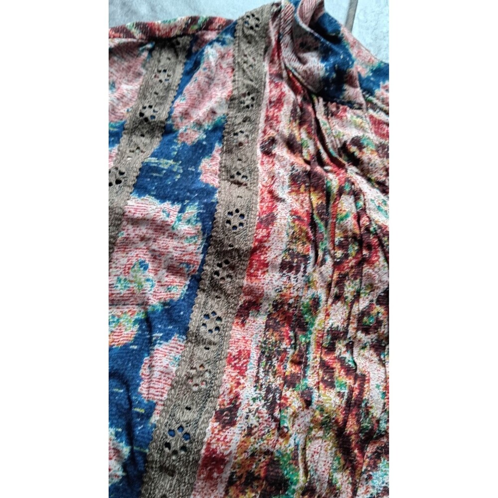Anthropologie Tiny Patchwork Floral Boho Dress Medium Crochet Prairie Cottagecor - Picture 6 of 16